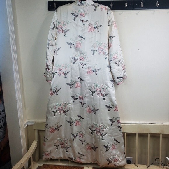 WILDLIFE FEDERATION LOUNGE coat hummingbird Asian kimono king robe small - Picture 7 of 7